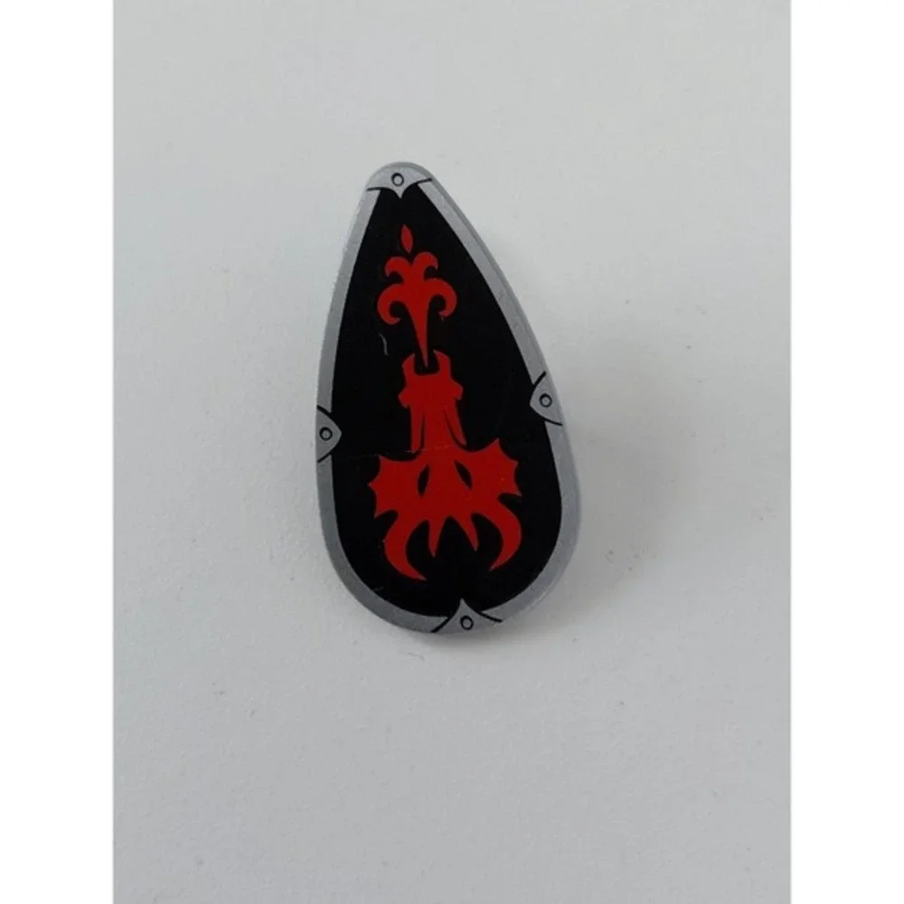 LEGO Minifig Shield Ovoid w/ Red Fire Breathing Dragon Head Black Background‎
